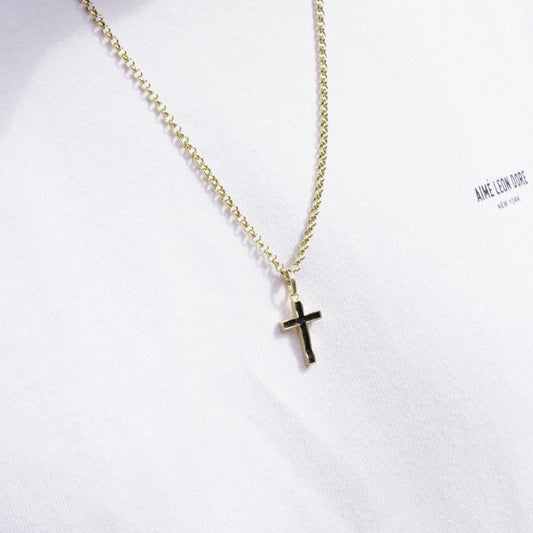 Siyah Taşlı Cross Charm